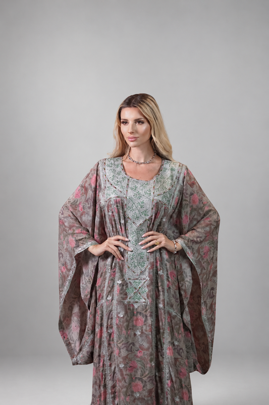 Petal Drape Floral Crepe Thobe