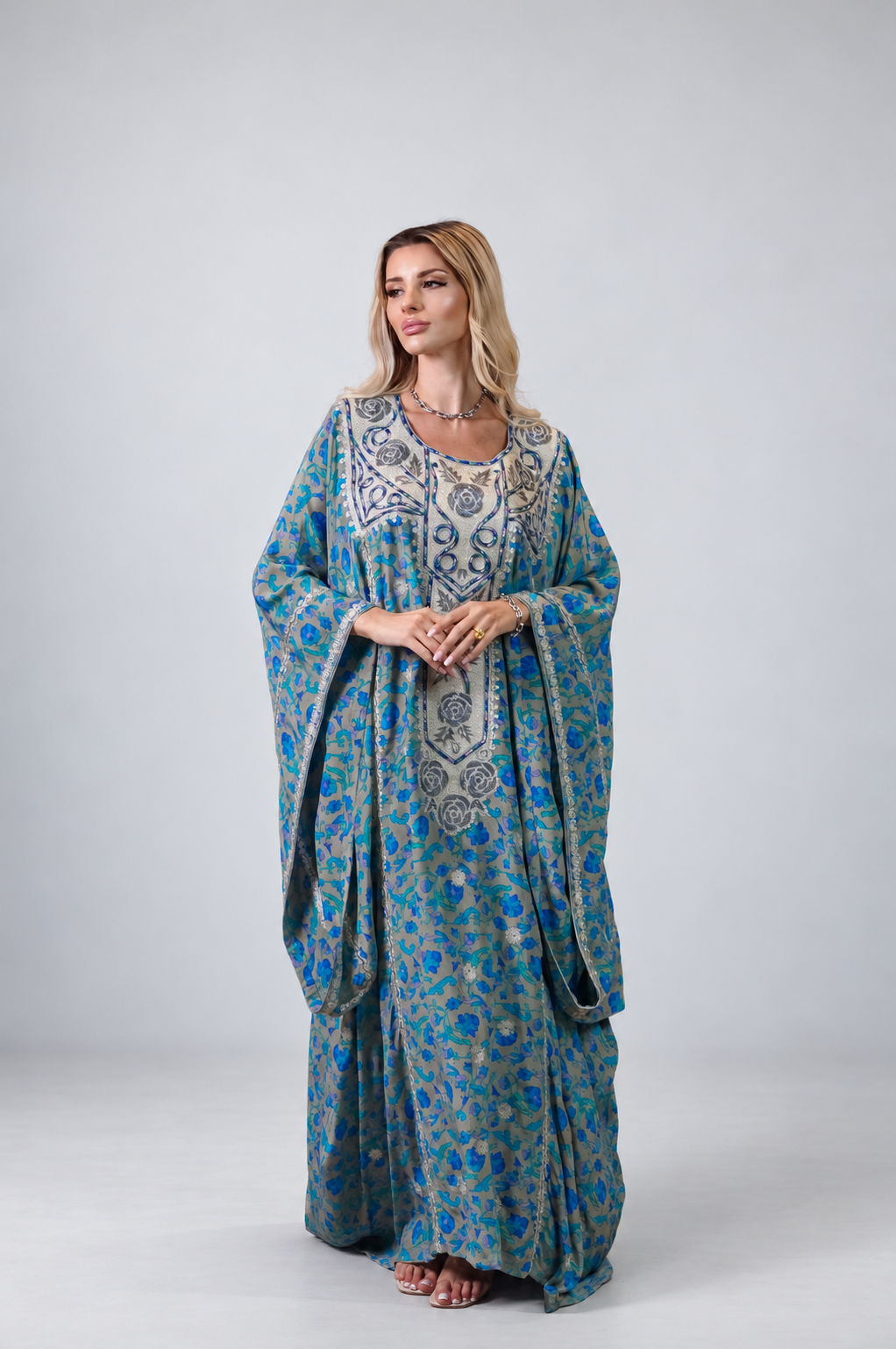 Azure Heritage Embroidered Thobe – Chrysalis